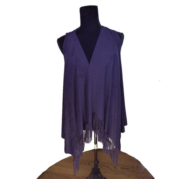 Suede Vest with Fringe by INC Size XL - Picture 1 of 4